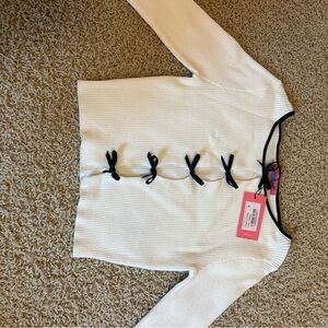 Edikted Cream Cardigan with Black Bow Details
